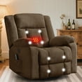 thumbnail image 1 of Lnsenfin Manual Swivel Rocker Recliner Chair with USB Ports Chenille for Living Room,Brown, 1 of 7