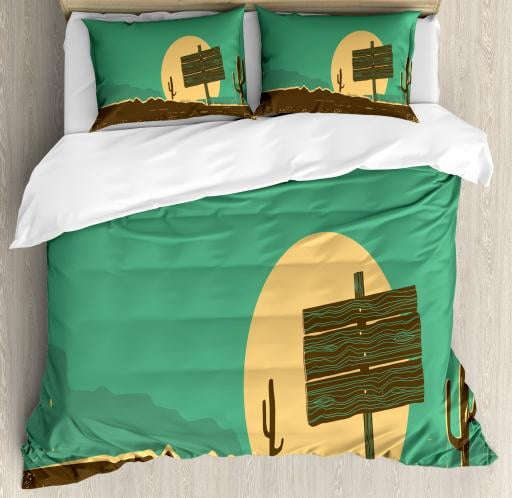 Western King Size Duvet Cover Set Western Desert Landscape With