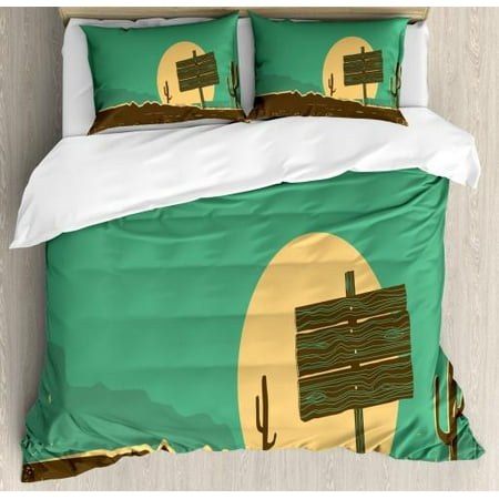Western King Size Duvet Cover Set Western Desert Landscape With