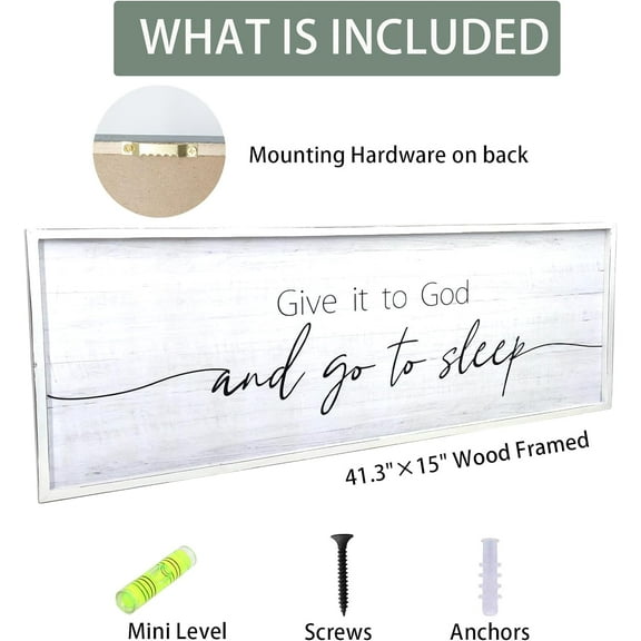 Farmhouse Wall Decor Sign - Large 41''x15'' Above Bed Wall Art with Wood Frame