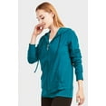 thumbnail image 2 of 247 Frenzy Women's Active Essentials Sofra Cottonbell Lightweight Full Zip Drawstring Cotton Hoodie with Front Pouch Pockets - Peacock, 2 of 4