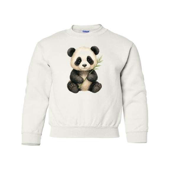 Inktastic Adorable Panda with Bamboo Illustration Youth Sweatshirt