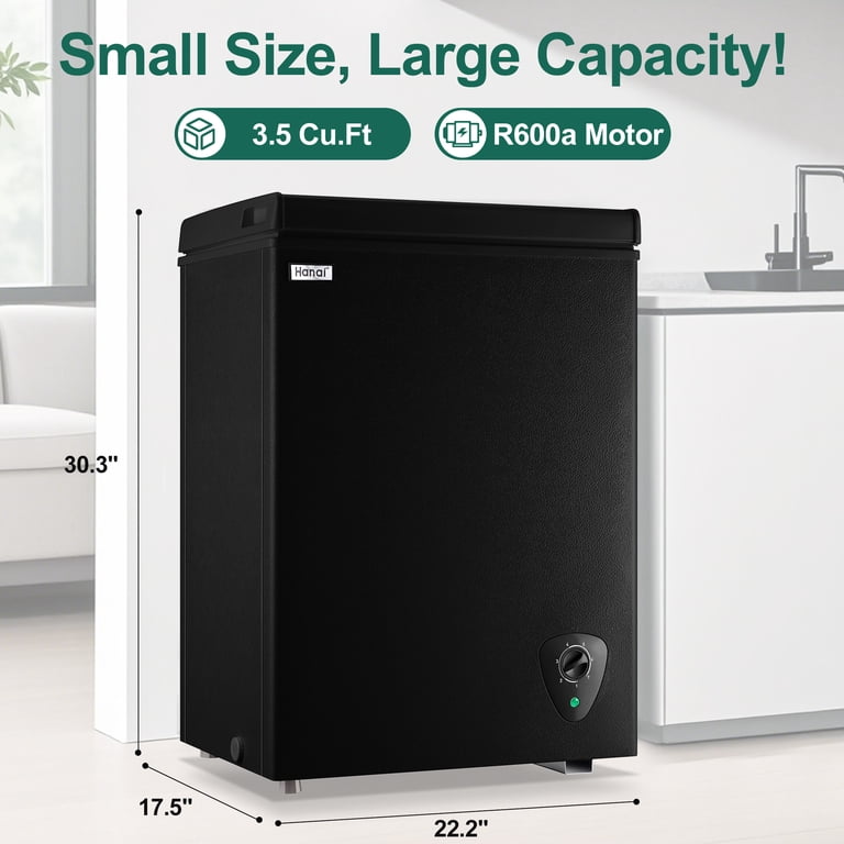 WANAI 3.5 Cu.Ft Chest Freezer,Energy-Saving Small Deep Freezer for