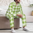thumbnail image 7 of Honeii White Green Plaid Pattern Mens Pajamas Set,2pcs Men's Lounge Long Sleeve Sleep Shirt and Pajama Bottoms Sleepwear Set,Mens Pjs Sets-Medium, 7 of 7