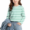 thumbnail image 2 of Jalioing Long Sleeve Striped T Shirt for Girls Fashion Cute Crew Neck Tee Shirt Spring Fall Casual Basic Tops 3-14 Years, 2 of 9