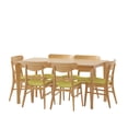 thumbnail image 3 of GDF Studio Atherton Wood and Fabric 7 Piece Dining Set, Natural Oak, Green Tea, 3 of 9