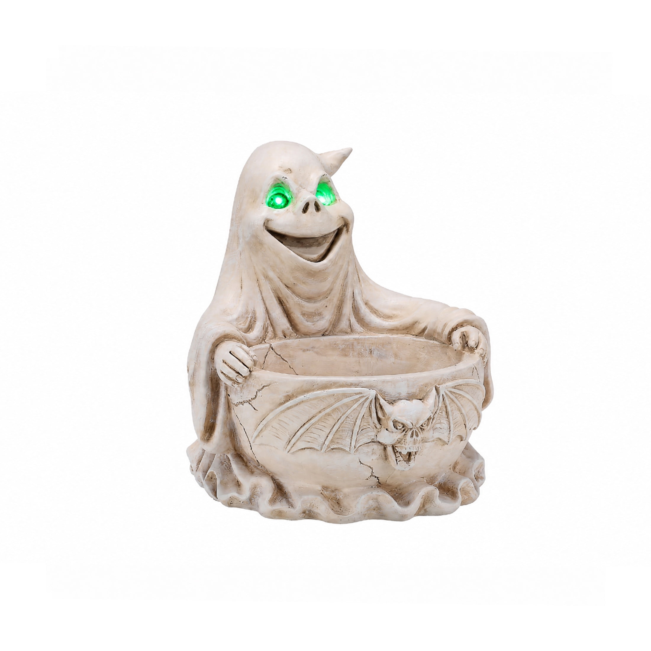 Noble House Halloween Spooky Ghost Figurine with Storage Bowl, Decorative Statue, White