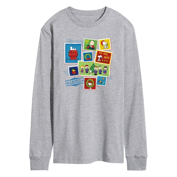 Peanuts - Christmas - Merry Christmas Stamps - Men's Long Sleeve T-Shirt