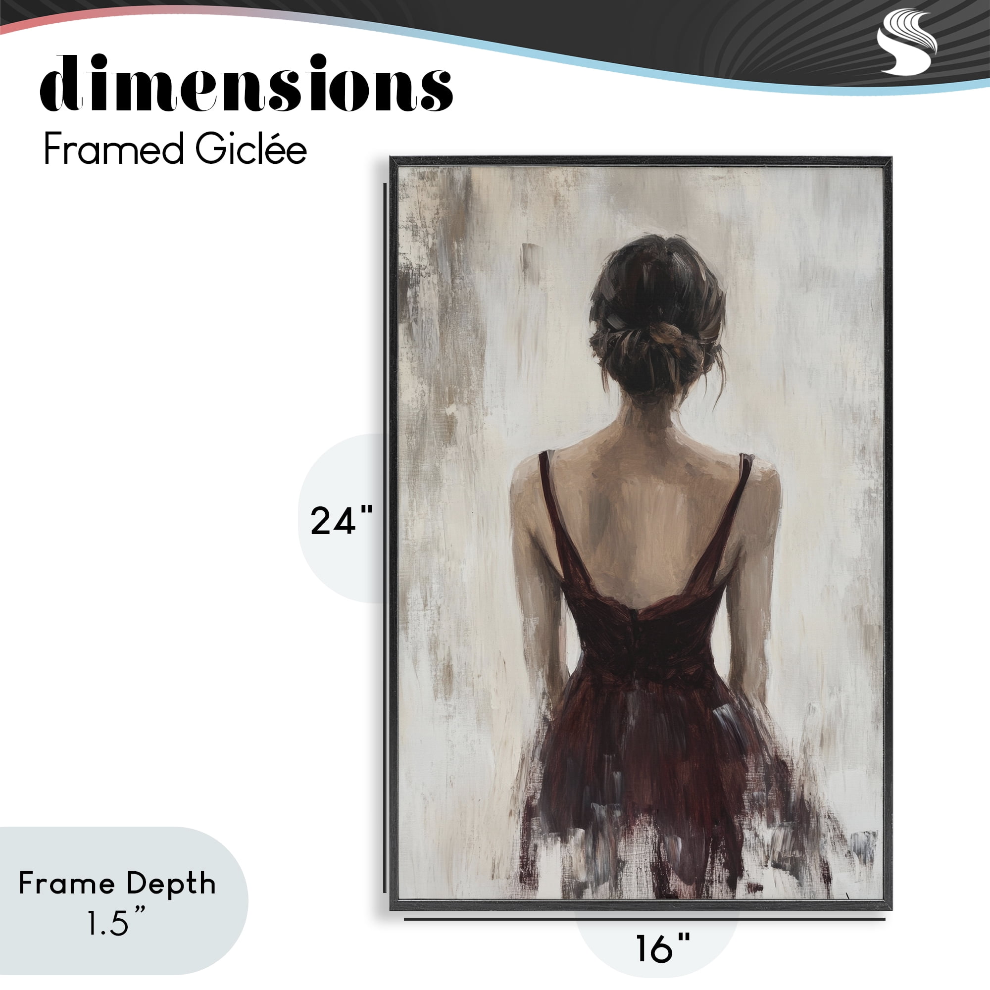 Stupell Industries Portrait of Woman in Burgundy Black Framed Giclee Art, design by Petal Prints Design
