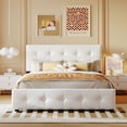 thumbnail image 2 of Upholstered Platform Bed with Headboard & 4 Storage Drawers, No Box Spring Needed, Modern Linen Fabric, Sturdy Wood Frame, Queen Size, 2 of 7