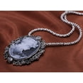 thumbnail image 4 of Gunmetal Tone Grey Crystal Rhinestones Cameo Lady Victorian Maiden Pendant Necklace, 4 of 4