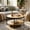 Natural-Round, variant on Manxile 2-Tier Round Coffee Table with Open Lower Shelf for Living Room