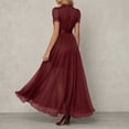 thumbnail image 6 of Tqcoqu Women High Neck Lace Puff Sleeve Maxi Dress,Flowy Formal Plus Size Gown for Women ,Wine Women's XS-XXXXXL, 6 of 6