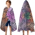 thumbnail image 3 of Multicolor Paisley and Floral Pattern Hooded Bath Towel，60"x35" for Ages 3 To 12 Kids, Quick Dry Lightweight Soft Microfiber Hood Beach Towel Cover Up for Kids, 3 of 7