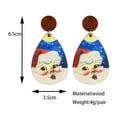 thumbnail image 5 of Wood Print Merry Christmas Trees Leopard Snowman Santa Claus Teardrop Earrings, 5 of 9
