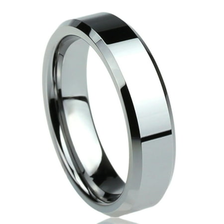 - Men Women 6MM Titanium Comfort Fit Wedding Band Ring Beveled Edges Flat Classy Ring (6 to 14)
