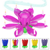 Nylea Birthday Cake Flower Candles with Happy Birthday Music Rotating Setup - Pink