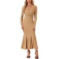 thumbnail image 1 of Vestidos largos ajustados de INSPIRE CHIC con cinturón, sexy, de longitud hasta el suelo, cola de pez, vestido de sirena, color caqui, XL, 1 of 6