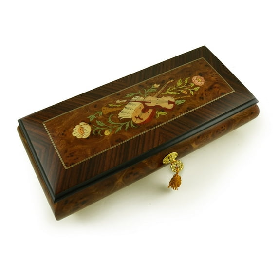 An Instrumental Violin and Mandolin 30 Note Floral Theme Wood Inlay Design - Greensleeves