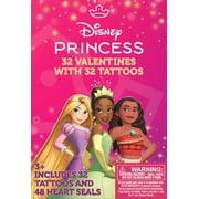 Disney Princess 32 Valentines Cards with Tattoos