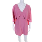 Pre-owned|HALSTON Womens Short Sleeve Peony Crepe Dress Pink Size 2 11052144