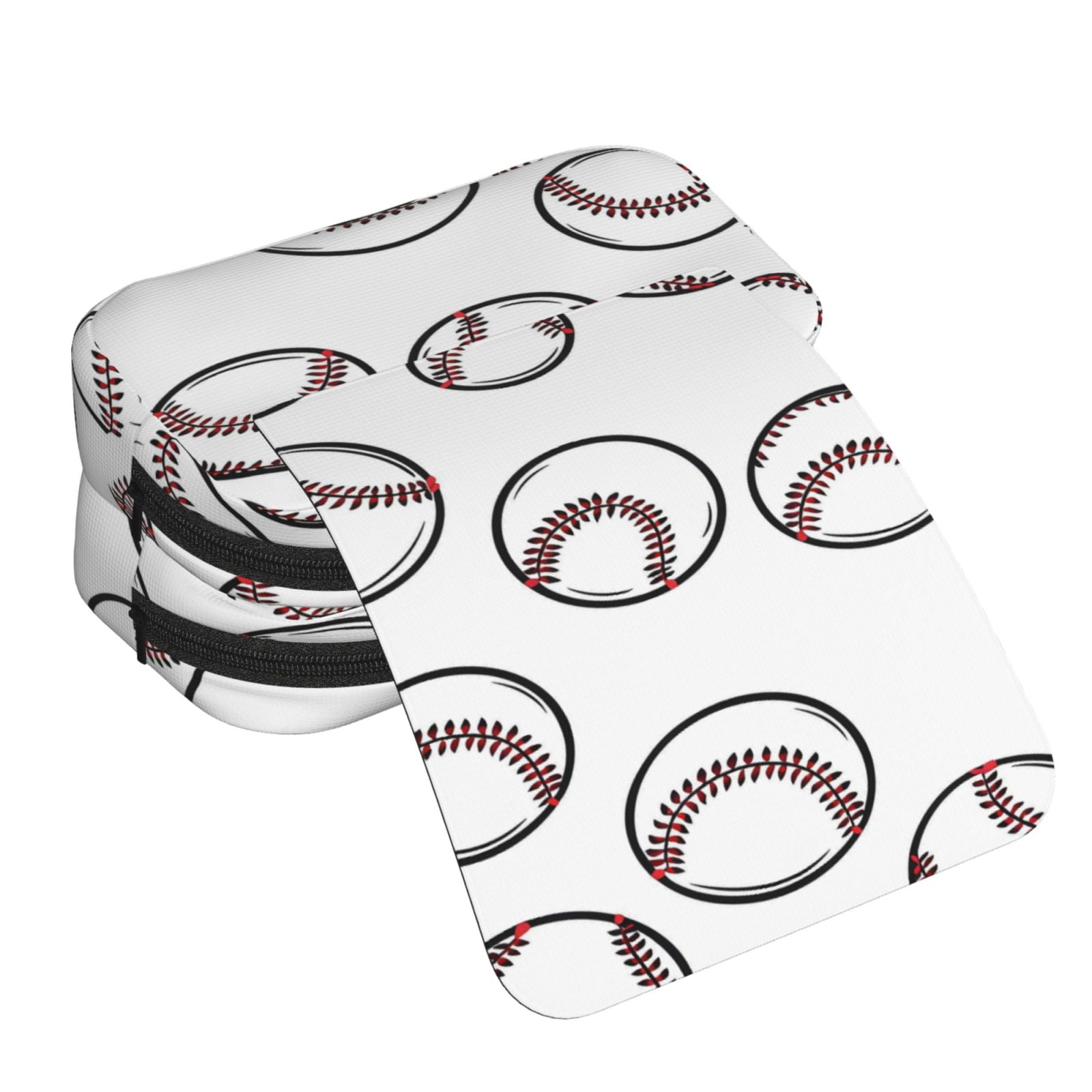 Large-Capacity Flip-Top Double-Layer Pencil Case, Multi-Functional Pocket Pen Case, Durable Stationery Organizer White Baseballs With Classic Red Stitching