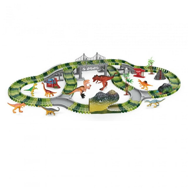 Pista de carreras de dinosaurios, juguetes Montessori, vehículos de juego, juego de juguetes para niños 200 pistas de dinosaurios