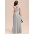 thumbnail image 4 of Drtj 2-14T Kids Teens A-Line Halter Neck Cascading Chiffon Junior Flower Girl Wedding Party Formal Bridesmaid Dress, 4 of 6