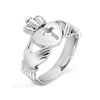 Polished Claddagh Cut-out Cross Stainless Steel Ring (15mm)