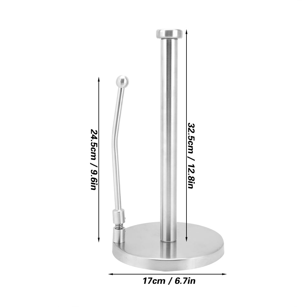 BOKYAN Premium Stainless Steel Paper Towel Holder with Spring-Activated Side Arm, Durable Kitchen Countertop Roll Organizer, 15 inches / 38 cm
