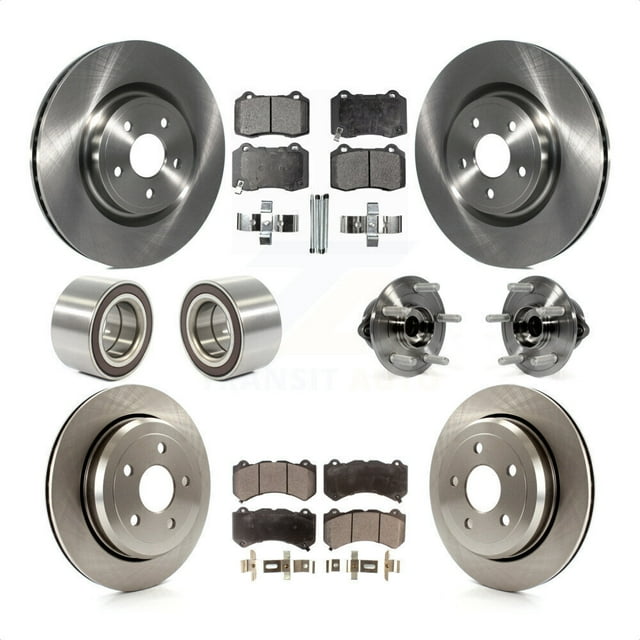 Transit Auto Front Rear Hub Bearing Assembly Disc Brake Rotor and Semi-Metallic Pads Shoe Kit (10Pc) for Car 2018-2020 Dodge Durango with Vented Rotors Left Right Driver Passenger Side KBB-127832