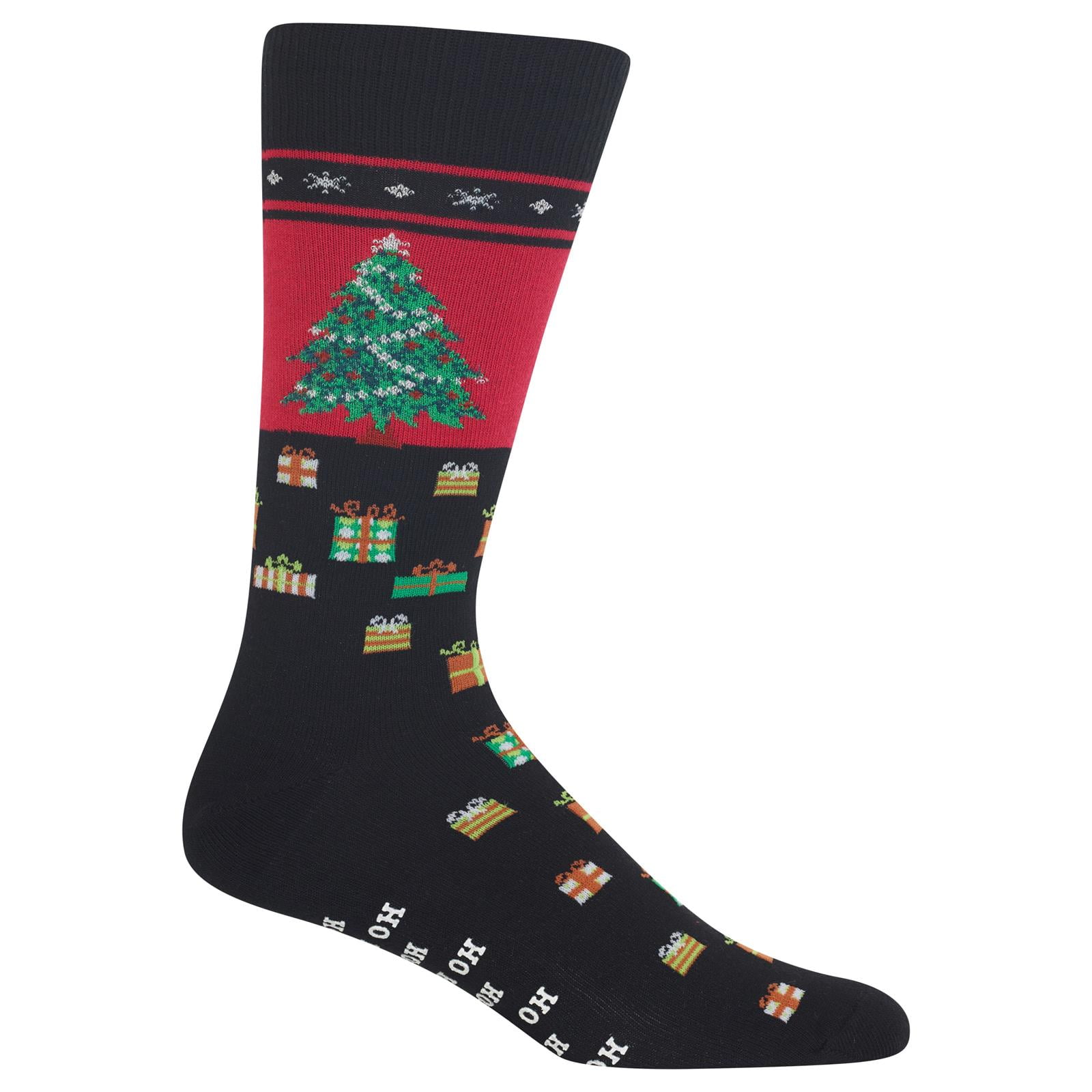 Hot Sox Hot Sox Mens Christmas Tree Non Skid Socks, Men's Shoe Size 6