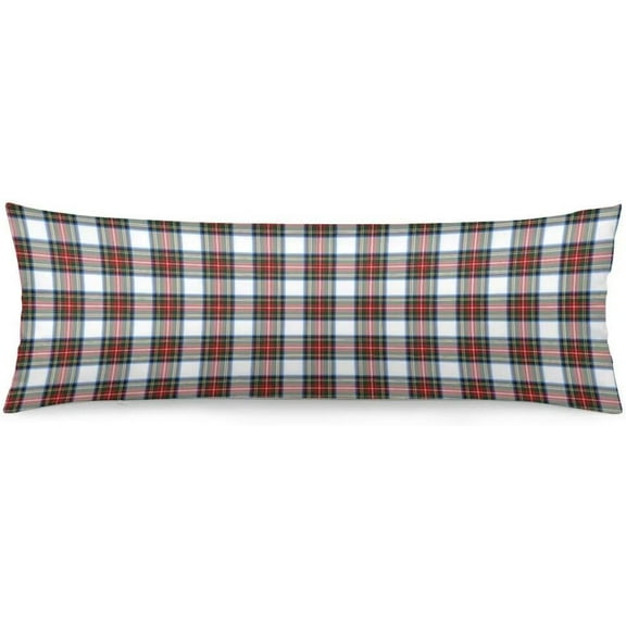 Christmas Body Pillow Cover 20x54 Red and White Plaid Long Pillowcase with Zipper Decorative Retro Classic Rectangle Cushion Covers,Scottish Farmhouse Pillow Case for Bedroom