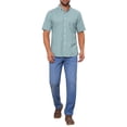 thumbnail image 2 of CAMISAS CHIC para HOMBRE con cuello puntiagudo, de manga corta, a cuadros, con botones, camisa de vestir de negocios XL en verde y blanco, 2 of 6
