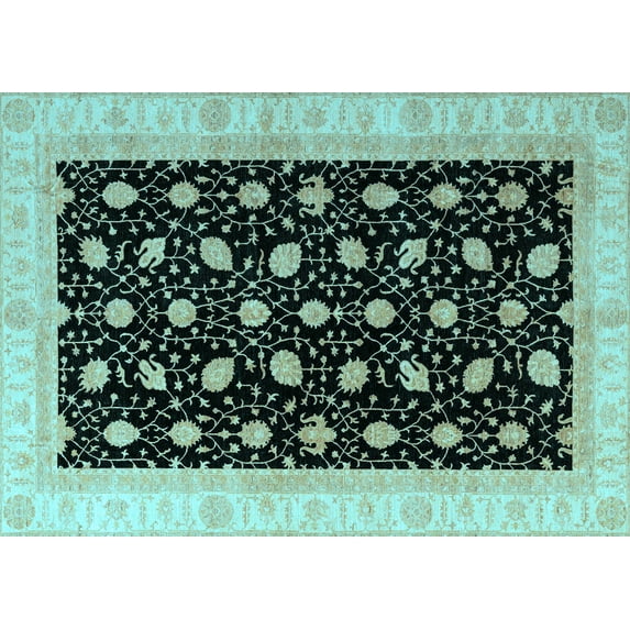 Ahgly Company Indoor Rectangle Oriental Light Blue Modern Area Rugs, 2' x 4'