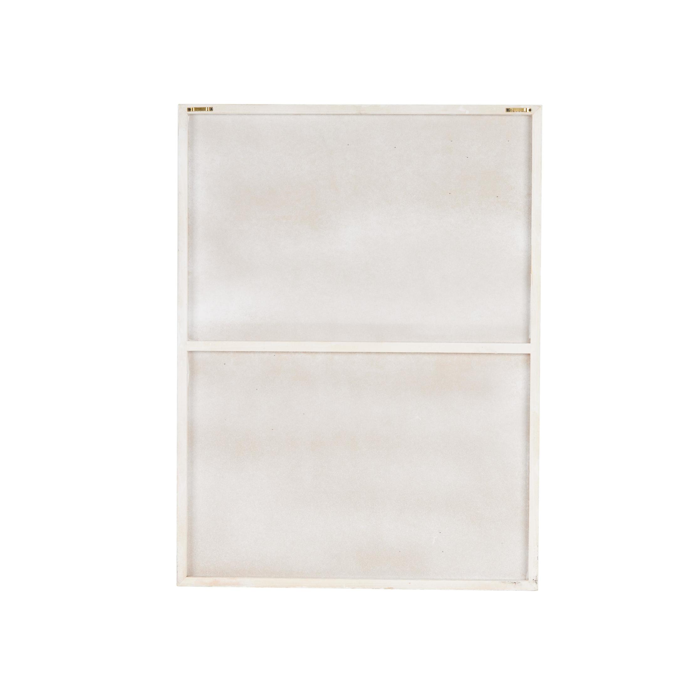DecMode White Wood Dimensional Art Deco Shapes Geometric Wall Decor with Brown Accents