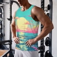 thumbnail image 5 of KLL Retro Palm Beach Sunset Print Men's Muscle Gym Workout Stringer Tank Tops Bodybuilding Fitness T-Shirts Tank Tops Men-3X-Large, 5 of 7