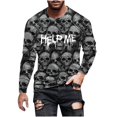 thumbnail image 2 of Blusas y camisas de manga larga con cuello redondo para hombre, moda informal, estampado, deportivas, de manga larga, cuello redondo, blusas, camisas para hombre, blusa de poliéster, 2 of 5