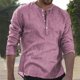 thumbnail image 5 of Camisas Para Hombre Manga Corta Hombre Ropa de estilo casual Color sólido Cuello redondo Camisa de manga larga Primavera y otoño Hombre (Red, L), 5 of 6