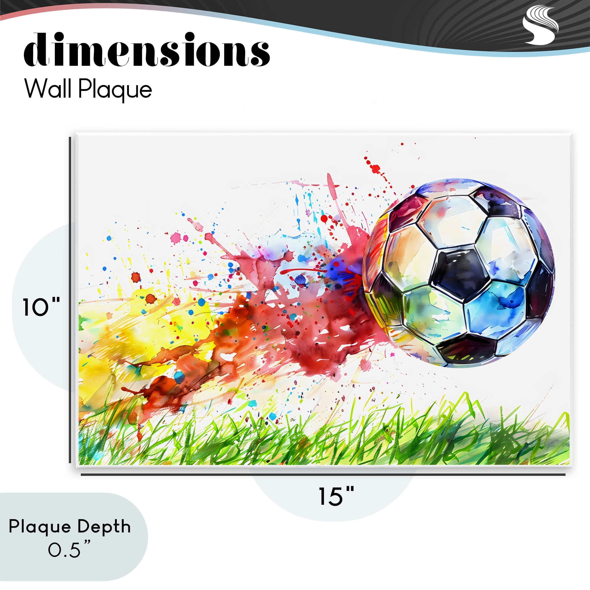 Stupell Industries Watercolor Soccer Ball in Motion Wall Plaque Art, design by Creative Studio