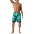 thumbnail image 2 of INSPIRE CHIC Men's Tropical Floral Print Elastic Waist Drawstring Hawaiian Summer Beach Swim Shorts 36 Dark Green, 2 of 5