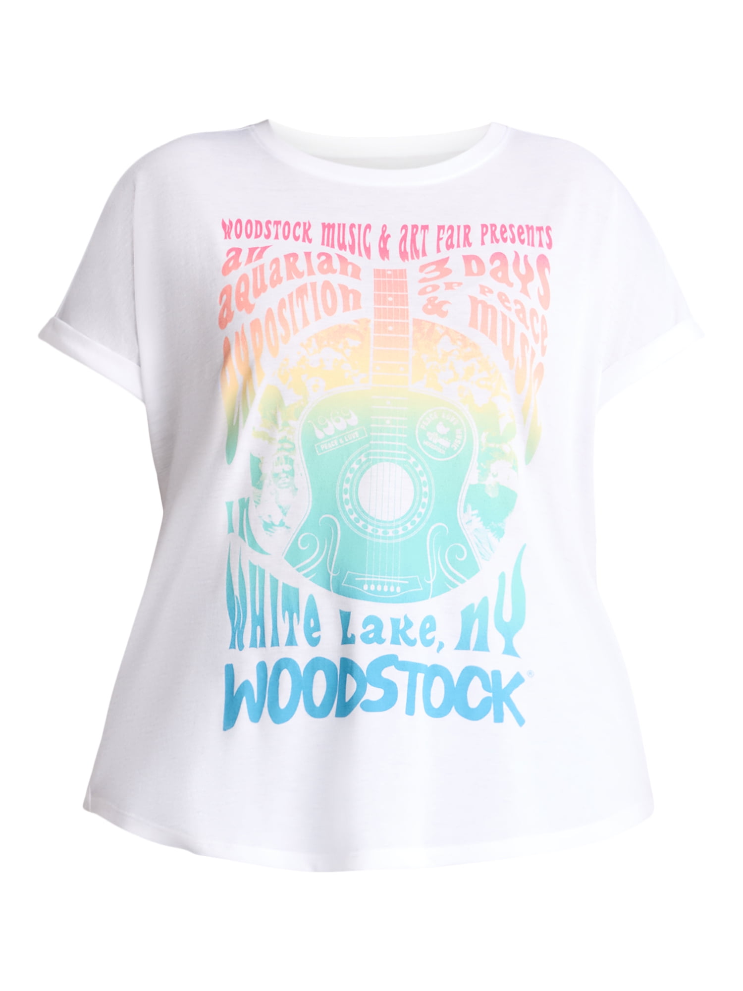 Terra & Sky Women's Plus Size Woodstock Band Graphic Tee, Sizes 0X-4X
