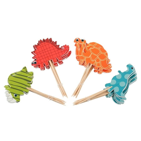Party Cake Cupcake Picks 24 Pieces Lovely Dinosaur Cake Topper Cupcake Picks Dinosaur Cupcake Toppers for Wedding Birthday Party Decorations Supplies ()
