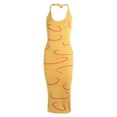 thumbnail image 1 of Women Dress Geometric Print U-shaped Neck Slim Knit Halter Backless One-Piece Skirt, 1 of 8