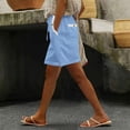thumbnail image 2 of Women's Soft Cotton Blend High-Waisted Casual Shorts, Pull-On Elastic Waistband with Drawstring, Side Pockets for Essentials, Tummy Control Fit for Flattering Shape, Everyday, 2 of 7