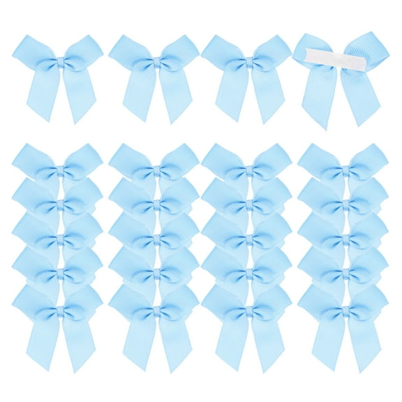 24Pcs Mini Grosgrain Ribbon Bow 2" Self Adhesive Flower Bows Light Blue