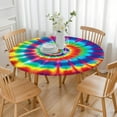thumbnail image 3 of Colorful Tie Dye Star Mandala Pattern Round Fitted Tablecloth with Elastic Edge,Dining Table Cover Waterproof,Outdoor Round Tablecloth for Camping,Dining,Indoor and Outdoor, 3 of 7