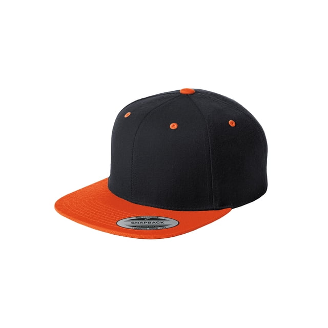 Top Headwear Flat Bill Snapback Cap - Black/Orange