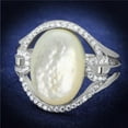 thumbnail image 1 of Women Rhodium 925 Sterling Silver Ring with Precious Stone in White - Size 8, 1 of 1