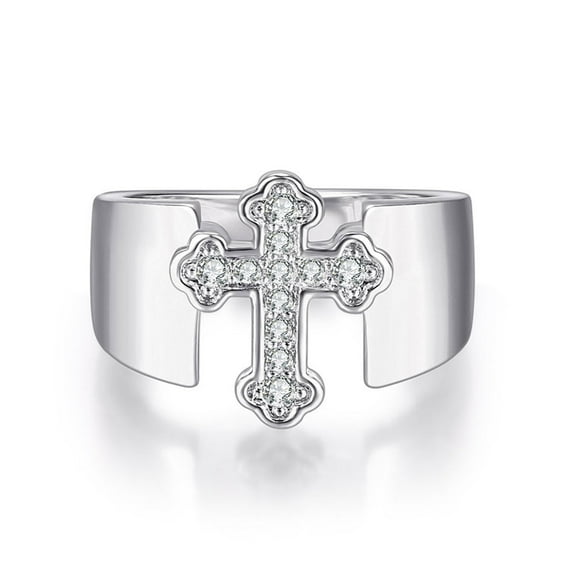 Simple Cross Shape Micro Inlaid Zircon Rose Gold Plated Women's Ring